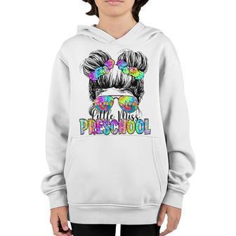 Hello Preschool Messy Bun First Day Of School Girls Youth Hoodie - Thegiftio UK
