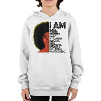I Am Black Woman Educated Black History Month Black Girl Youth Hoodie - Thegiftio UK