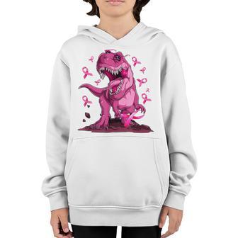 In October We Wear Pink Dinosaur T Rex Breast Cancer Boys Youth Hoodie - Thegiftio UK
