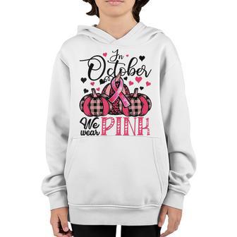 In October We Wear Pink Pumpkin Halloween Leopard Girl Women Youth Hoodie - Thegiftio UK