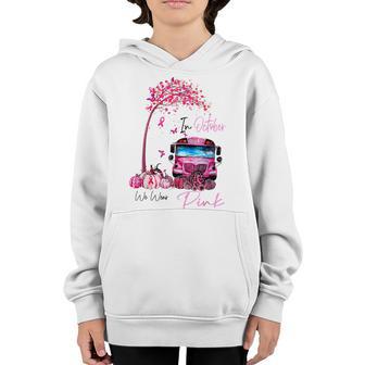 In October We Wear Pink School Bus Pumpkin Breast Cancer Youth Hoodie - Thegiftio UK