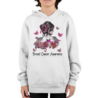 In October We Wear Pink Women Girls Butterfly Breast Cancer Youth Hoodie - Thegiftio UK