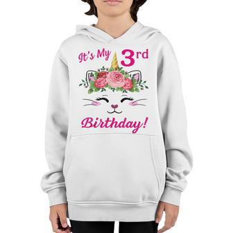 Its My 3 Birthday Caticorn Outfits For Toddler Girls Youth Hoodie - Thegiftio UK