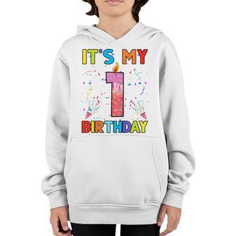 Kids 1 Years Old Gifts Its My 1St Birthday Doughnut Girl Kids Youth Hoodie - Thegiftio UK