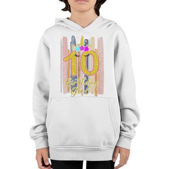 Kids 10 Year Old Gifts 10Th Birthday Girl Ns Unicorn Face Youth Hoodie - Thegiftio UK