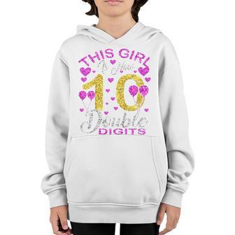 Kids 10 Year Old Gifts This Girl Is Now 10 Double Digits Birthday Youth Hoodie - Thegiftio UK