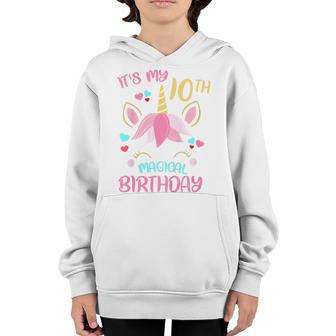 Kids 10 Years Old Unicorn Its My Magical 10Th Birthday Girl Youth Hoodie - Thegiftio UK