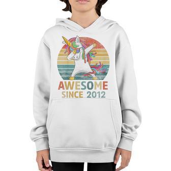Kids 10Th Birthday Awesome Since 2012 Dabbing Unicorn 10 Year Old Youth Hoodie - Thegiftio UK