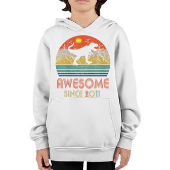 Kids 11 Year Old Dinosaur Awesome Since 2011 11Th Birthday Gift Youth Hoodie - Thegiftio UK