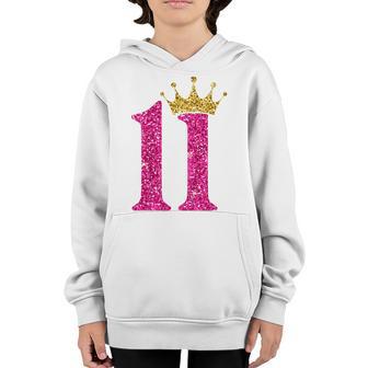 Kids 11 Year Old Gifts 11Th Birthday Girl Golden Crown Party Youth Hoodie - Thegiftio UK