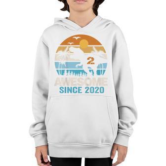 Kids 2 Year Old Boy Dinosaur 2Nd Birthday Gift Awesome Since 2020 Youth Hoodie - Thegiftio UK
