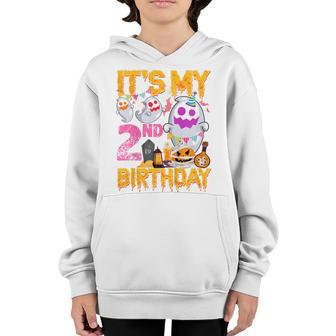 Kids 2 Year Old Gift 2Nd Birthday Ghost Pumpkin Halloween Costume Youth Hoodie - Thegiftio UK