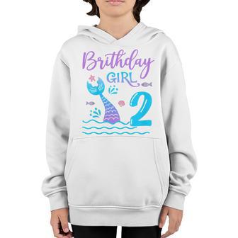 Kids 2 Year Old Gift Mermaid Tail 2Nd Birthday Girl Daughter Youth Hoodie - Thegiftio UK