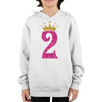 Kids 2 Year Old Gifts 2Nd Birthday Girl Golden Crown Party Youth Hoodie - Thegiftio UK