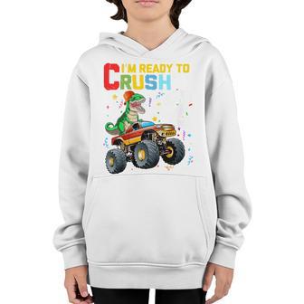 Kids 2 Year Old Monster Truck Dinosaur 2Nd Birthday Boys T Rex Youth Hoodie - Thegiftio UK