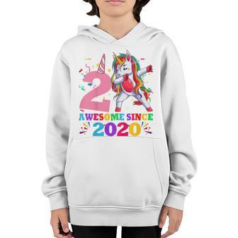 Kids 2 Years Old Unicorn Dabbing 2Nd Birthday Girl Unicorn Party Youth Hoodie - Thegiftio UK