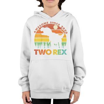 Kids 2Nd Birthday Gifts Second Dinosaur Two Rex 2 Years Old Boy Youth Hoodie - Thegiftio UK