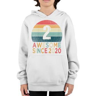 Kids 2Nd Birthday Vintage Retro 2 Years Old Awesome Since 2020 Youth Hoodie - Thegiftio UK