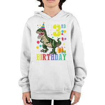 Kids 3 Year Old 3Rd Birthday Boy T Rex Dinosaur Gift Kids Youth Hoodie - Thegiftio UK