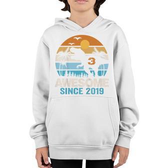 Kids 3 Year Old Boy Dinosaur 3Rd Birthday Gift Awesome Since 2019 Youth Hoodie - Thegiftio UK