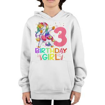 Kids 3 Year Old Dabbing Unicorn 3Rd Birthday Girl Kids Girls Youth Hoodie - Thegiftio UK
