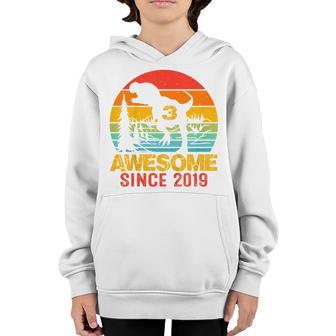 Kids 3 Year Old Gift Dinosaur Awesome Since 2019 3Rd Birthday Boy V2 Youth Hoodie - Thegiftio UK
