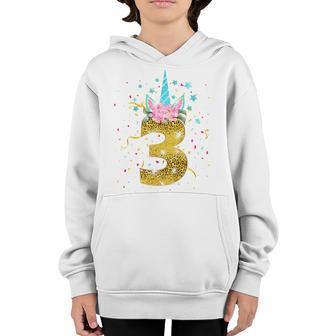 Kids 3 Year Old Gifts 3Rd Birthday Girl Kids Unicorn Face Leopard Youth Hoodie - Thegiftio UK