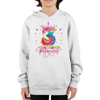 Kids 3 Year Old Gifts 3Rd Birthday Girls Unicorn Face Tie Dye Youth Hoodie - Thegiftio UK