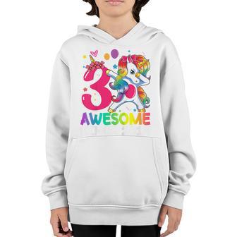 Kids 3 Year Old Gifts Girls Ns Dabbing Unicorn 3Rd Birthday V5 Youth Hoodie - Thegiftio UK