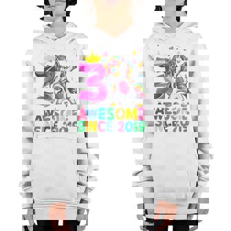 Kids 3 Year Old Gifts Girls Ns Dabbing Unicorn 3Rd Birthday Youth Hoodie - Thegiftio UK