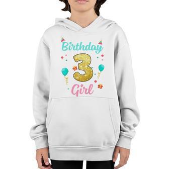 Kids 3 Year Old Gifts Happy 3Rd Birthday Girl Funny Party Youth Hoodie - Thegiftio UK