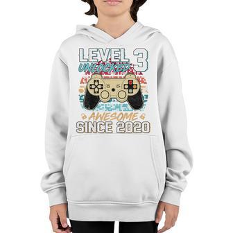 Kids 3 Years Old Level 3 Unlocked Awesome Since 2020 3Rd Birthday Youth Hoodie - Thegiftio UK