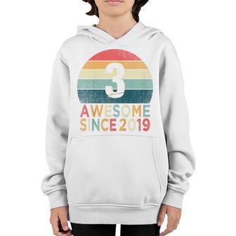 Kids 3Rd Birthday Vintage Retro 3 Years Old Awesome Since 2019 Youth Hoodie - Thegiftio UK