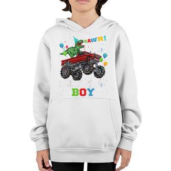 Kids 4 Birthday Boy Kids 4 Year Old 4Th Birthday Dinosaur T Rex Youth Hoodie - Thegiftio UK