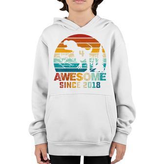 Kids 4 Year Old Boy Dinosaur T Rex Awesome 2018 4Th Birthday Gift Youth Hoodie - Thegiftio UK