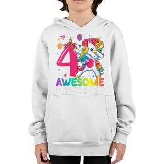 Kids 4 Year Old Gifts Girls Ns Dabbing Unicorn 4Th Birthday V3 Youth Hoodie - Thegiftio UK