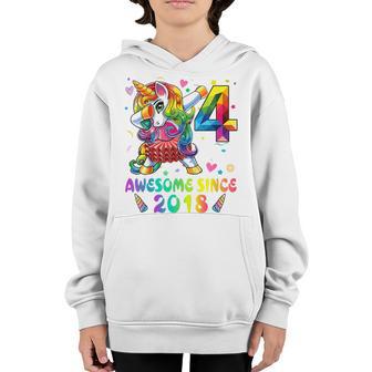 Kids 4 Year Old Gifts Girls Ns Dabbing Unicorn 4Th Birthday V4 Youth Hoodie - Thegiftio UK