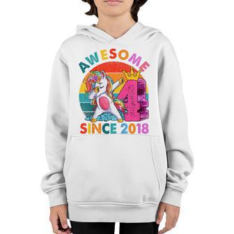 Kids 4 Year Old Gifts Girls Ns Dabbing Unicorn 4Th Birthday V5 Youth Hoodie - Thegiftio UK