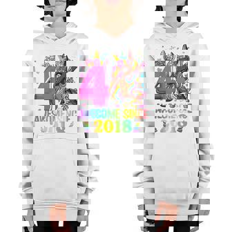 Kids 4 Year Old Gifts Girls Ns Dabbing Unicorn 4Th Birthday Youth Hoodie - Thegiftio UK