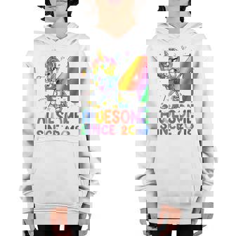 Kids 4Th Birthday 4 Year Old Gifts Girls Ns Dabbing Unicorn Youth Hoodie - Thegiftio UK