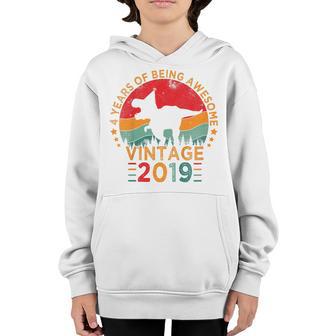 Kids 4Th Birthday Gift 4 Year Old Boy Dinosaur Awesome Since 2019 Youth Hoodie - Thegiftio UK
