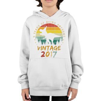 Kids 5 Year Old Dinosaur Awesome Since 2017 5Th Birthday Gift Boy Youth Hoodie - Thegiftio UK