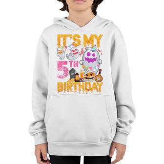 Kids 5 Year Old Gift 5Th Birthday Ghost Pumpkin Halloween Costume Youth Hoodie - Thegiftio UK
