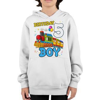 Kids 5 Year Old Gifts 5Th Birthday Boy Train Funny For Son Ns Youth Hoodie - Thegiftio UK