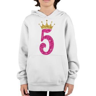 Kids 5 Year Old Gifts 5Th Birthday Girl Golden Crown Party Youth Hoodie - Thegiftio UK