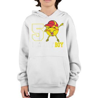 Kids 5 Year Old Gifts Dabbing Softball 5Th Birthday Boy Ns Youth Hoodie - Thegiftio UK
