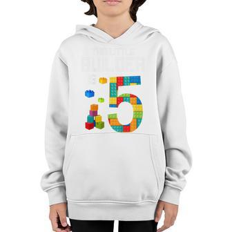 Kids 5 Year Old Gifts This Little Builder Is 5Th Birthday Boys Youth Hoodie - Thegiftio UK
