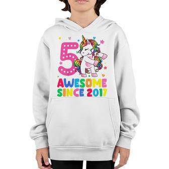 Kids 5 Years Old Unicorn Flossing 5Th Birthday Girl Unicorn Party Youth Hoodie - Thegiftio UK