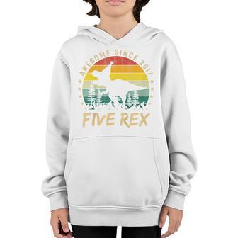 Kids 5Th Birthday Dinosaur 5 Year Old Awesome Since 2017 Gift Boy Youth Hoodie - Thegiftio UK