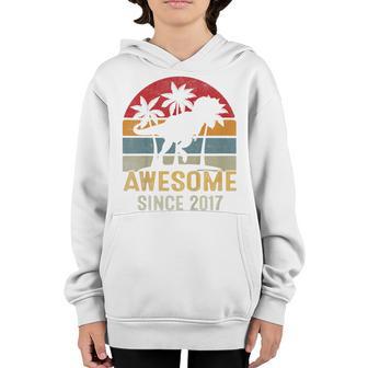 Kids 5Th Birthday Dinosaur 5 Year Old Gift Boy Awesome Since 2017 Youth Hoodie - Thegiftio UK